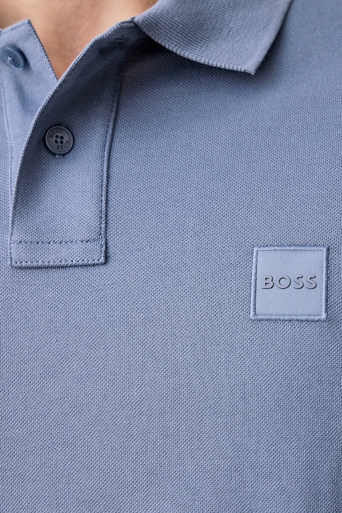 Longsleeve męski bawełniany z elastanem Passerby BOSS Orange niebieski 50507704