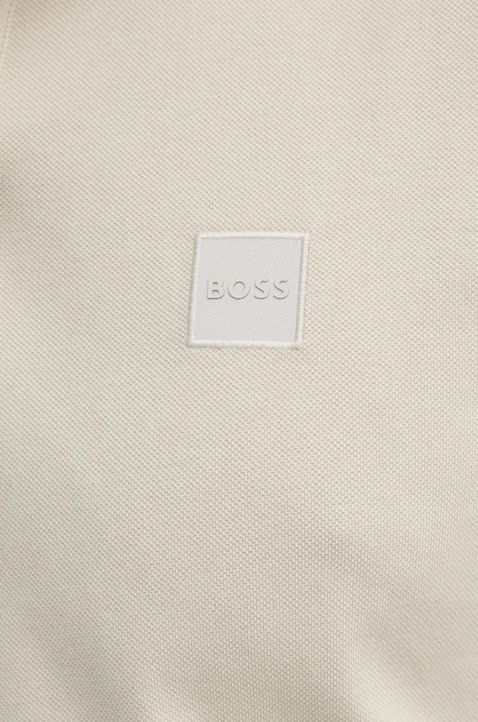 BOSS Orange tričko s dlouhým rukávem pánské bavlněné s elastanem Passerby 50507704 béžová