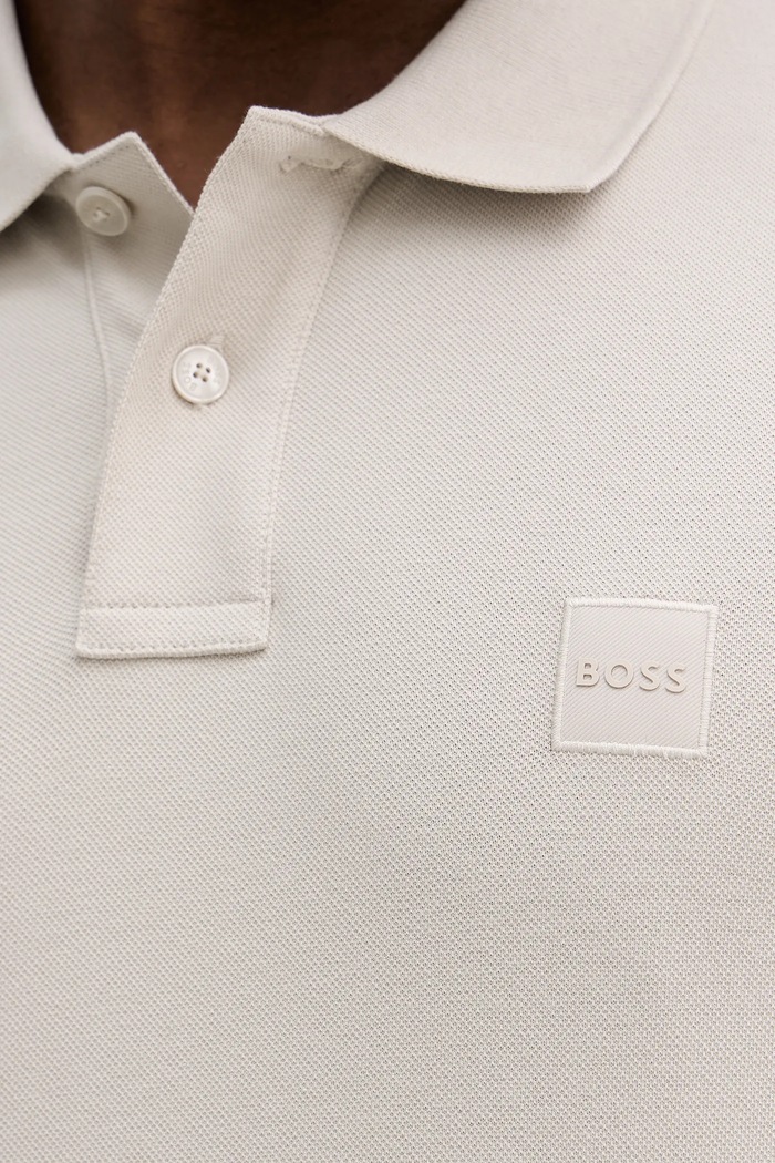 BOSS Orange блуза с дълги ръкави мъжка от памук с еластан Passerby 50507704 бежов
