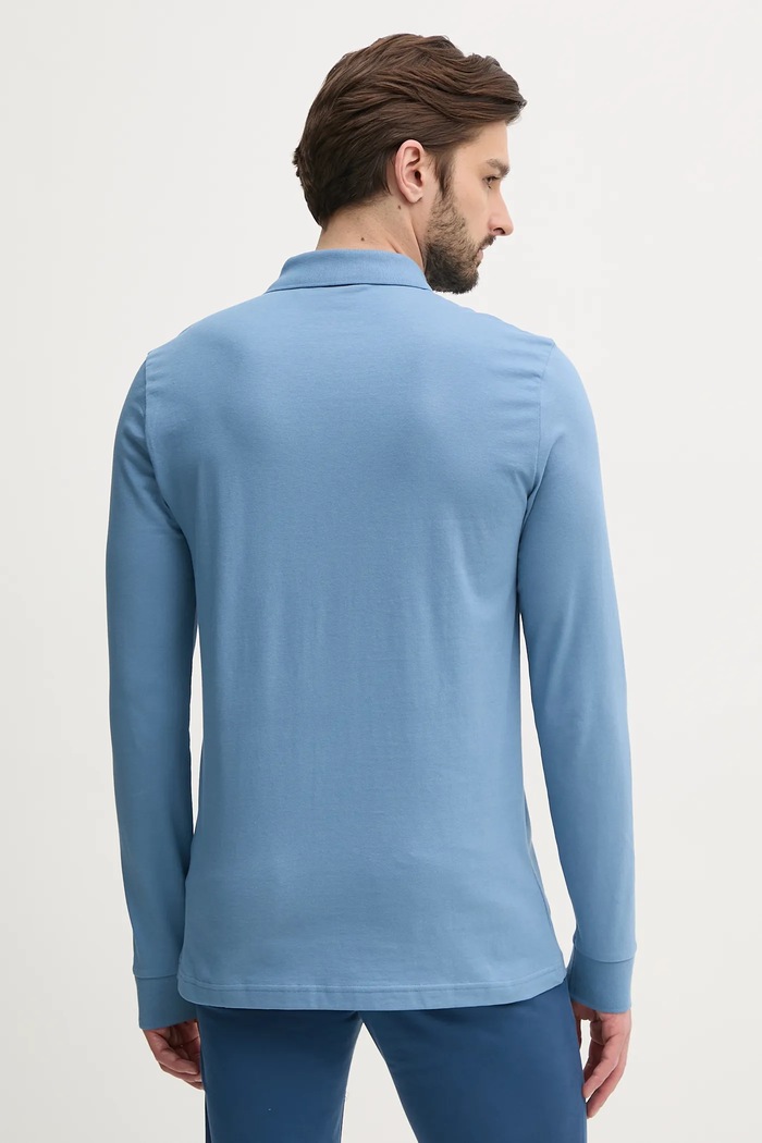 Odzież BOSS Orange longsleeve męski bawełniany z elastanem Passerby 50507704 niebieski