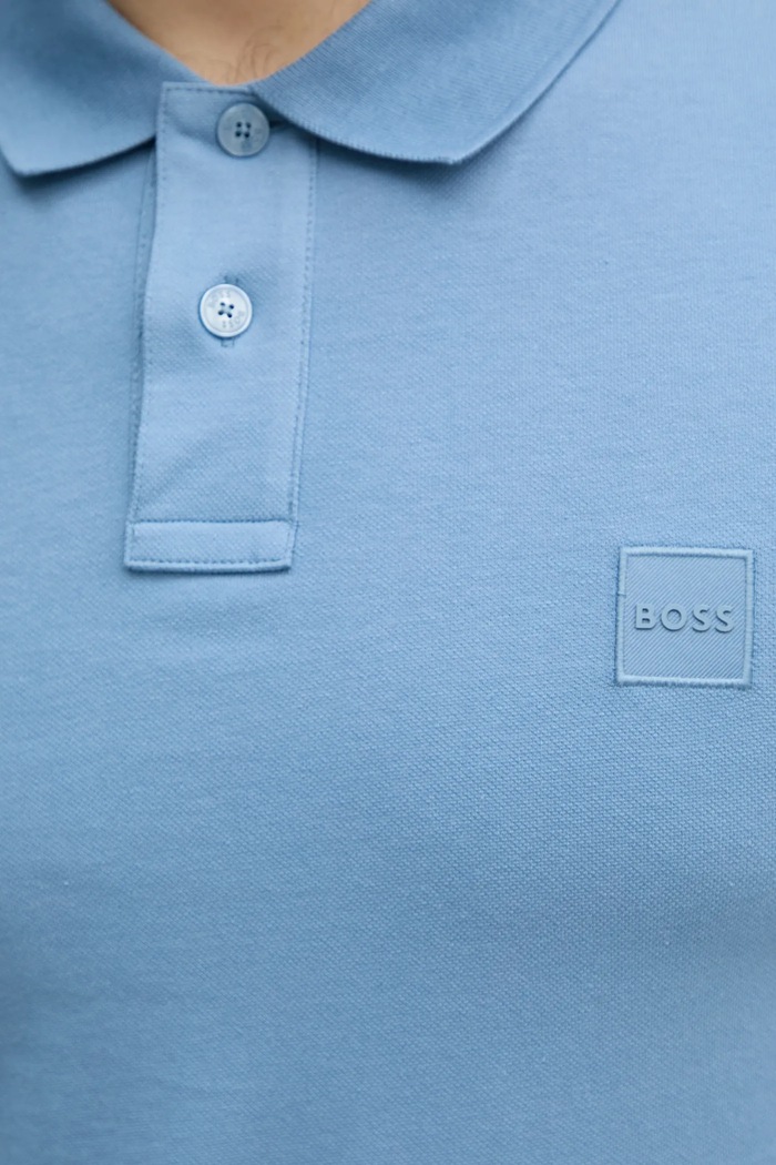 BOSS Orange longsleeve męski bawełniany z elastanem Passerby 50507704 niebieski