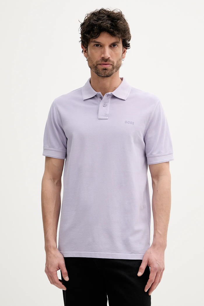 BOSS Orange Polo bărbați din bumbac Prime violet 50507813