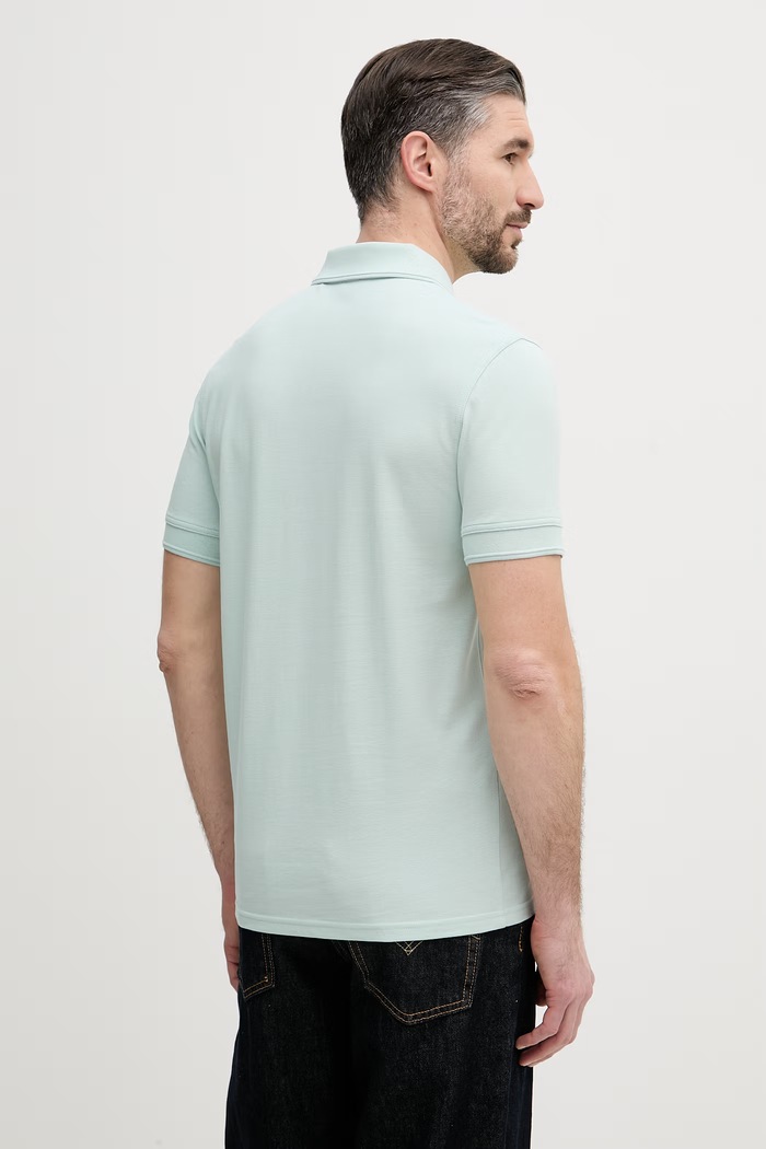 Oblačila BOSS Orange Polo majica moška bombažna Prime 50507813 turkizna