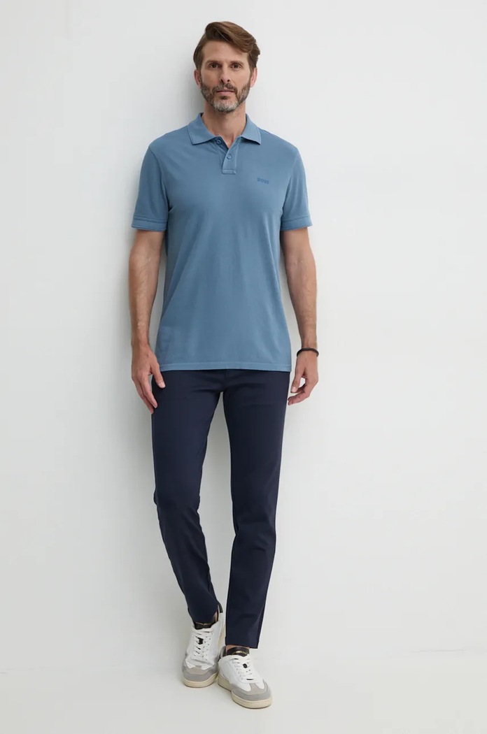 BOSS Orange polo bărbătesc din bumbac Prime 50507813 albastru AA00