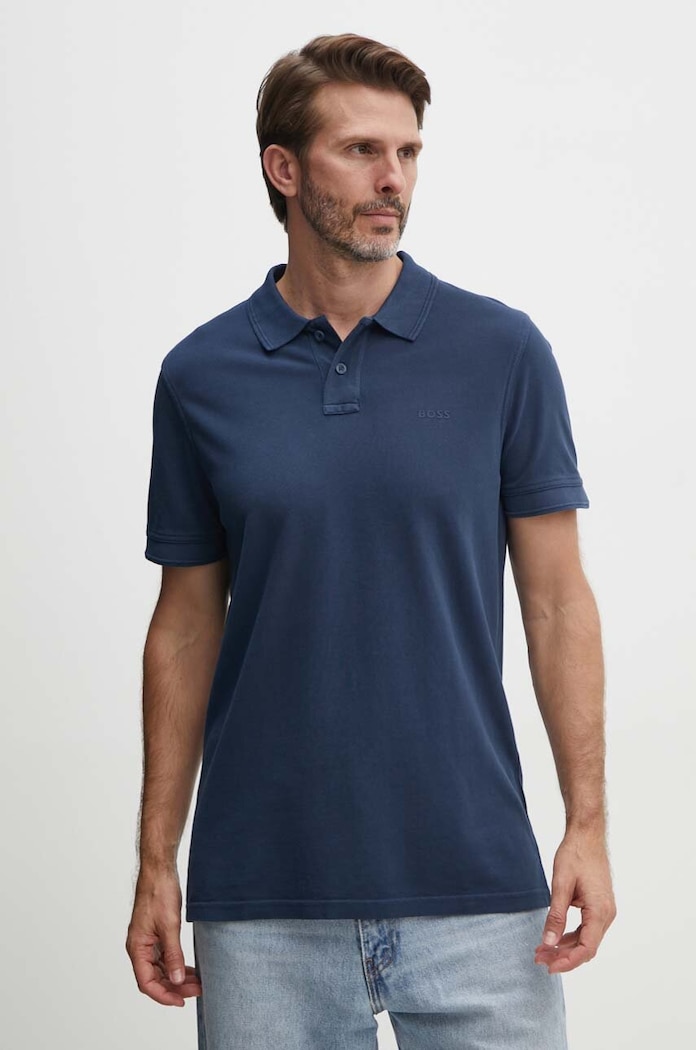 BOSS Orange polo męskie bawełniane Prime 50507813 granatowy AA00