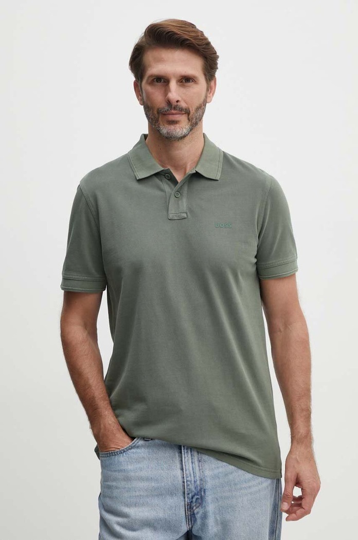 BOSS Orange polo męskie bawełniane Prime bawełna zielony 50507813