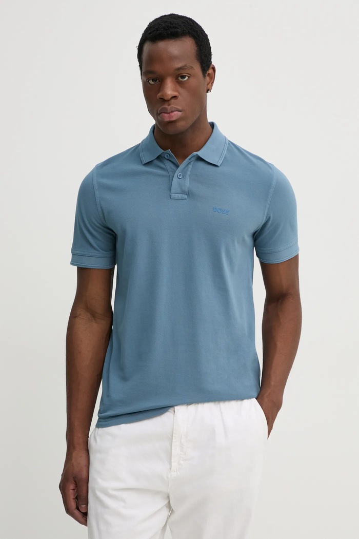 BOSS Orange polo męskie bawełniane Prime bawełna niebieski 50507813