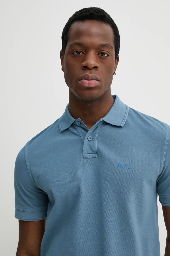 BOSS Orange polo męskie bawełniane Prime niebieski 50507813