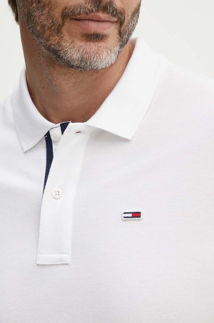 Bavlnené polo tričko Tommy Jeans biela DM0DM15370