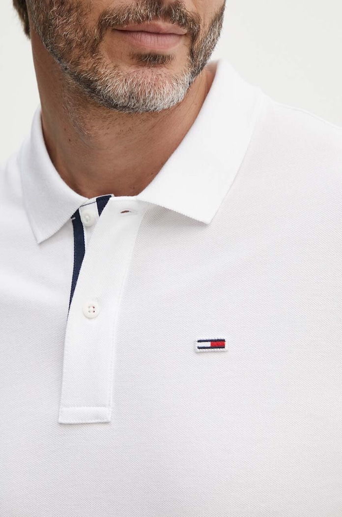 Bavlnené polo tričko Tommy Jeans biela DM0DM15370