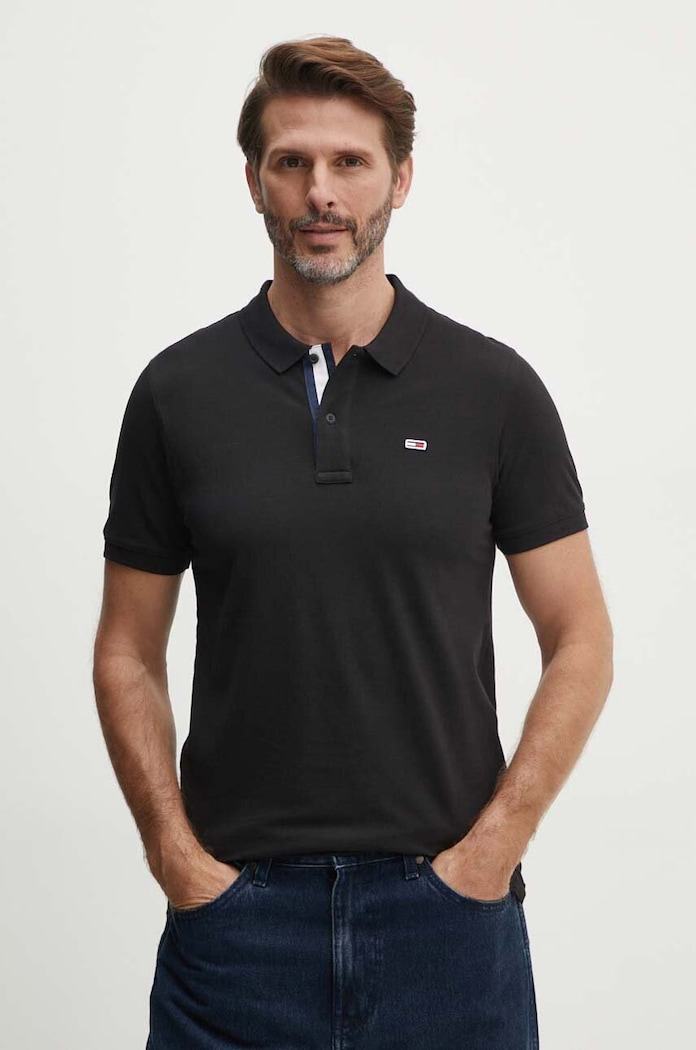Tommy Jeans polo in cotone semplice nero DM0DM15370
