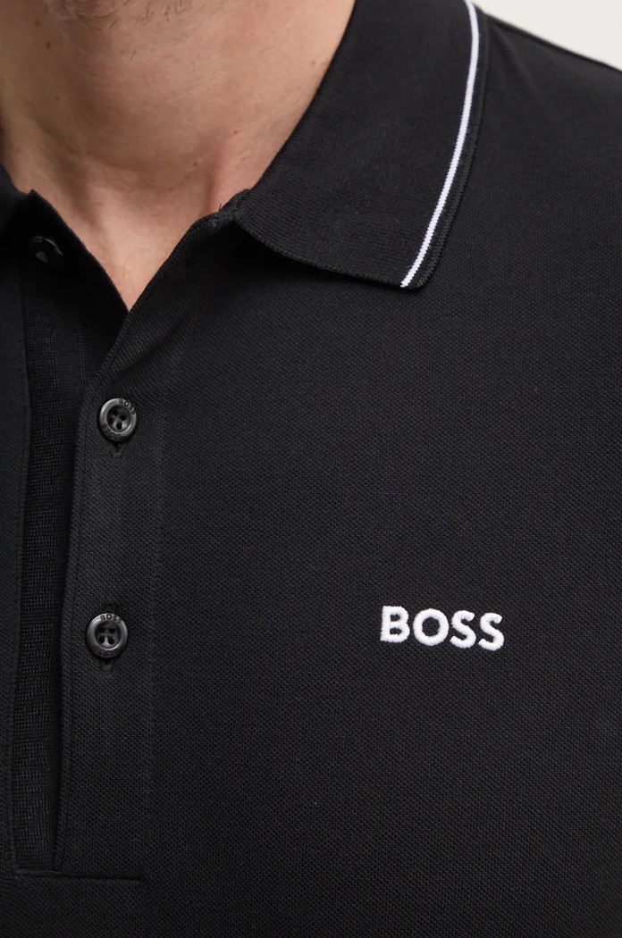 Βαμβακερό μπλουζάκι πόλο Boss Green Kenno 50506195 μαύρο