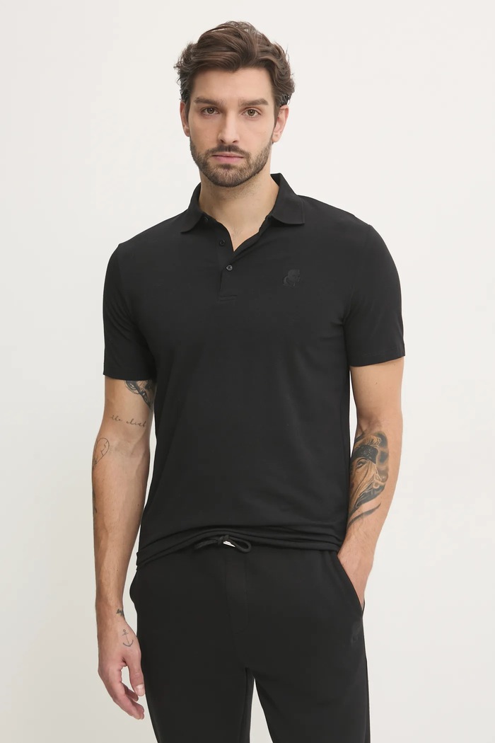 Karl Lagerfeld polo z elastanem czarny 500221.745750
