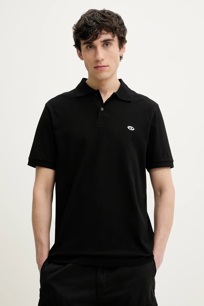 Diesel polo bawełniane T-REJUST-DOVAL-PJ POLO SHIRT bawełna czarny A15057.0AIJR