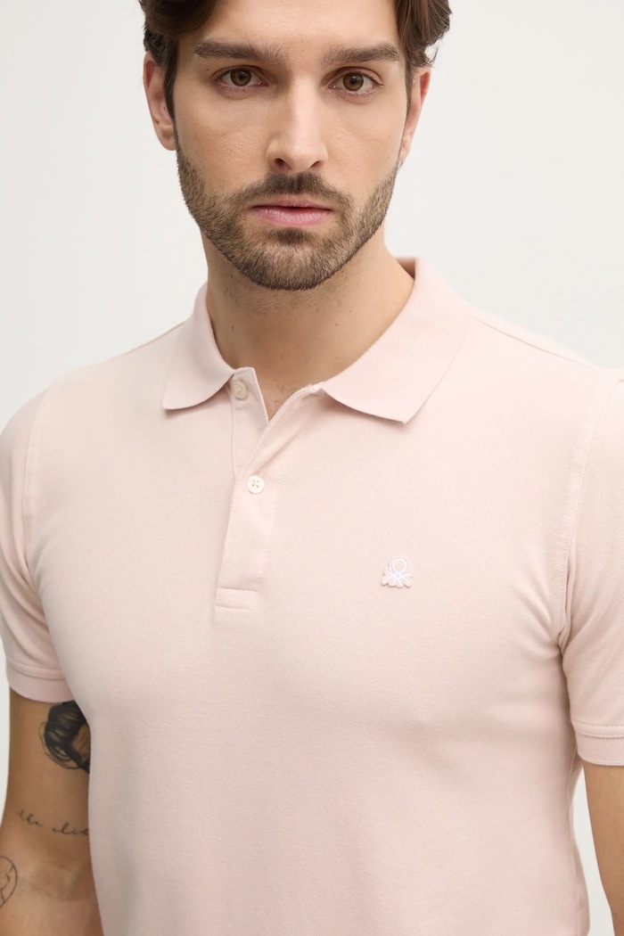 United Colors of Benetton pánské polo bavlněné s elastanem růžová 3WG9U301Z