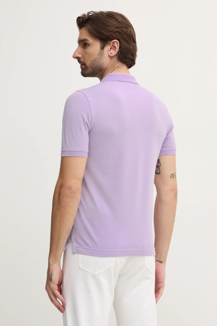 Odzież United Colors of Benetton polo męskie bawełniane z elastanem 3WG9U301Z fioletowy