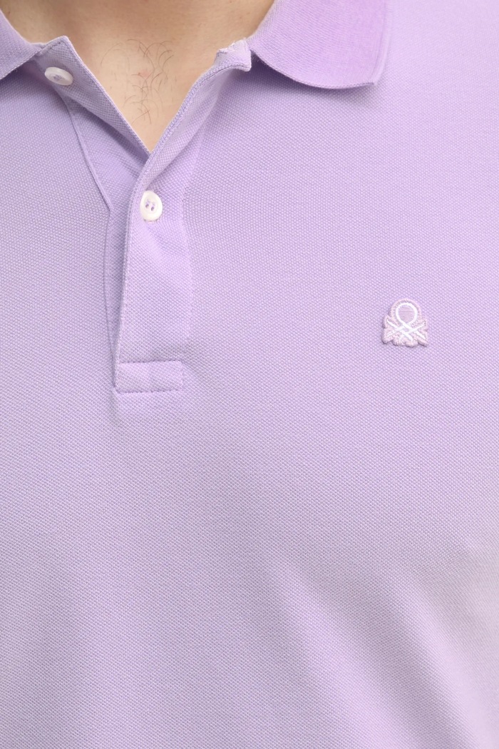 United Colors of Benetton polo męskie bawełniane z elastanem 3WG9U301Z fioletowy