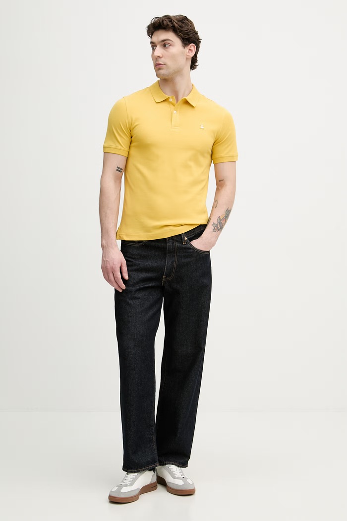 United Colors of Benetton πόλο ανδρικό βαμβακερό με ελαστάνη 3WG9U301Z κίτρινο AA00