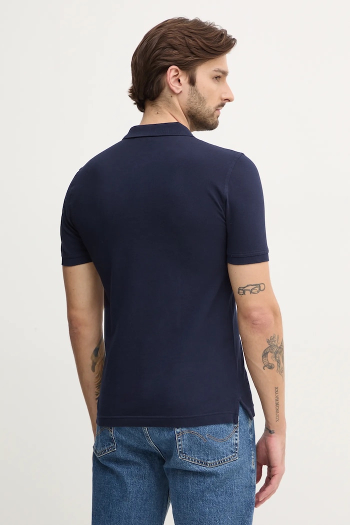 Oblačila United Colors of Benetton polo majica moška bombažna z elastanom 3WG9U301Z mornarsko modra