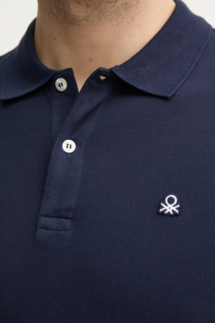 United Colors of Benetton polo majica moška bombažna z elastanom 3WG9U301Z mornarsko modra