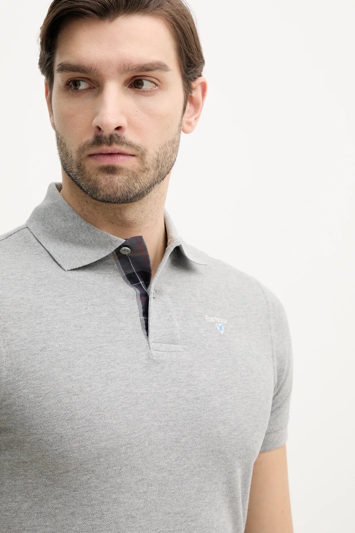Barbour polo de bumbac Tartan Pique Polo Shirt gri MML0011