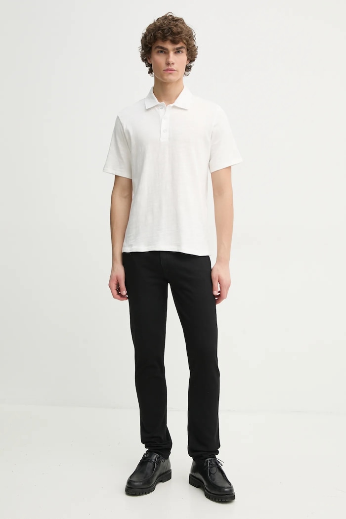 Bavlněné polo tričko Rag & Bone MBC23FT012CA12 bílá AA00