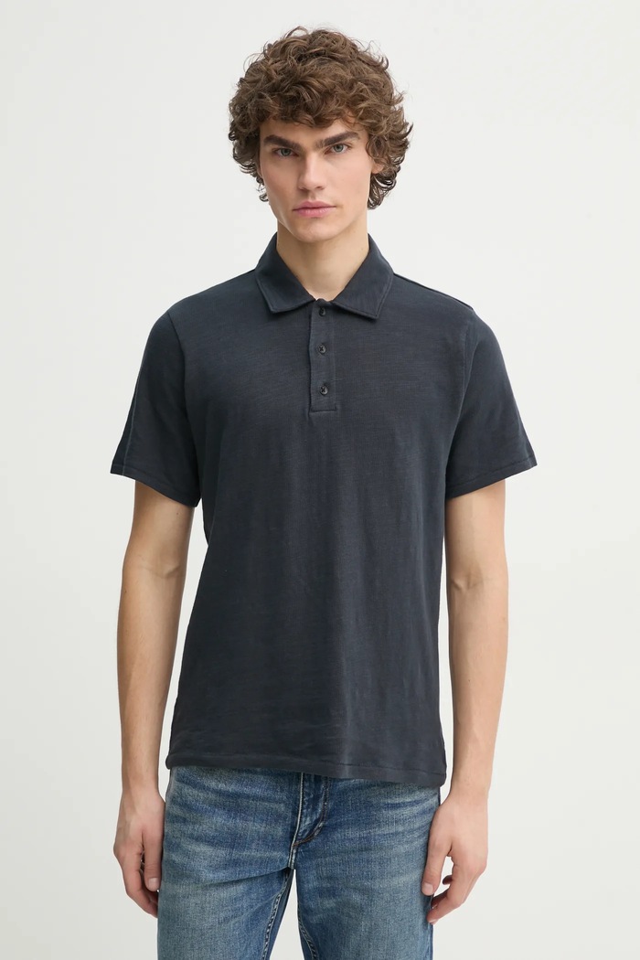 Bavlnené polo tričko Rag & Bone jednofarebný tmavomodrá MBC23FT012CA12