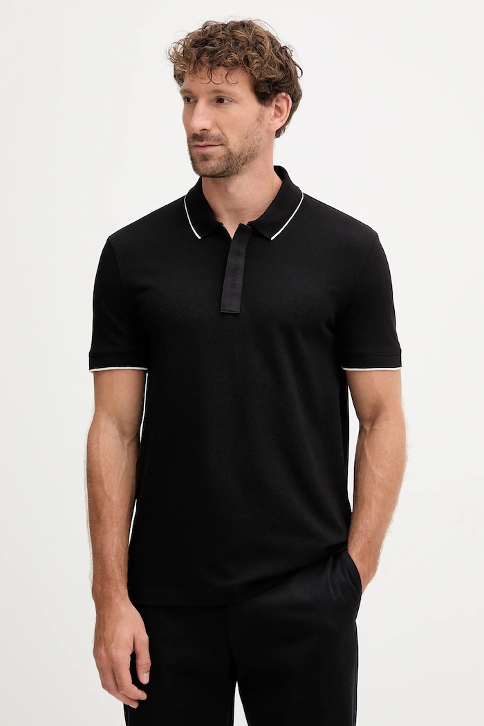Armani Exchange polo pánské bavlněné slim černá XM001285.AF10366.NOS