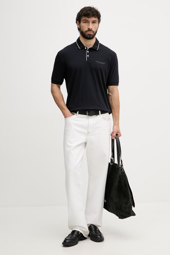 Armani Exchange polo bărbătesc cu bumbac XM001557.AF10363.NOS bleumarin AA00