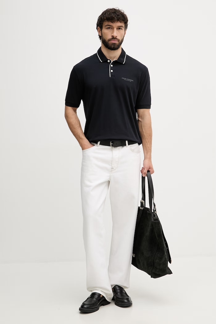 Armani Exchange polo bărbătesc cu bumbac XM001557.AF10363.NOS bleumarin AA00