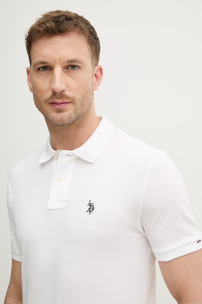 U.S. Polo Assn. polo tričko pánske bavlnené DHM PIQUE biela MUP3312