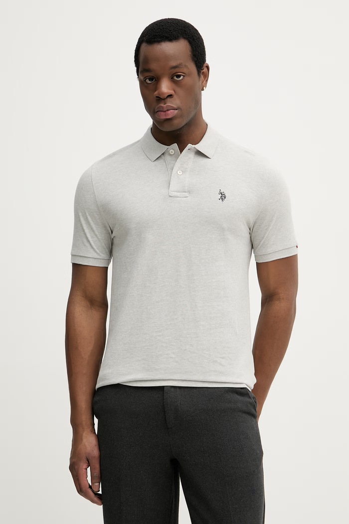 U.S. Polo Assn. polo pentru bărbați din bumbac DHM PIQUE uni gri MUP3312