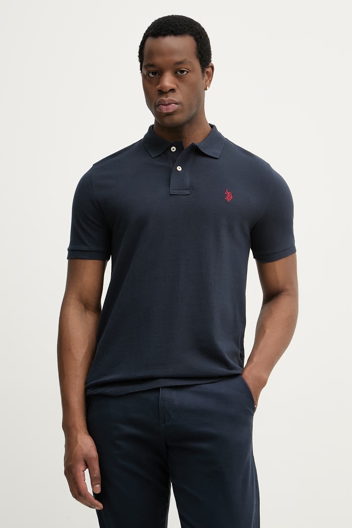 U.S. Polo Assn. polo pentru bărbați din bumbac DHM PIQUE uni bleumarin MUP3312