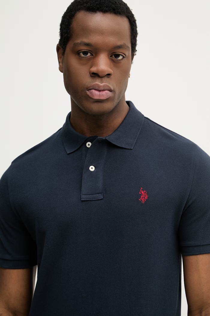 U.S. Polo Assn. polo pentru bărbați din bumbac DHM PIQUE bleumarin MUP3312