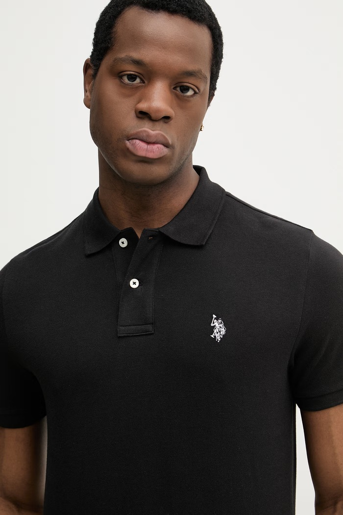 U.S. Polo Assn. polo tričko pánske bavlnené DHM PIQUE čierna MUP3312