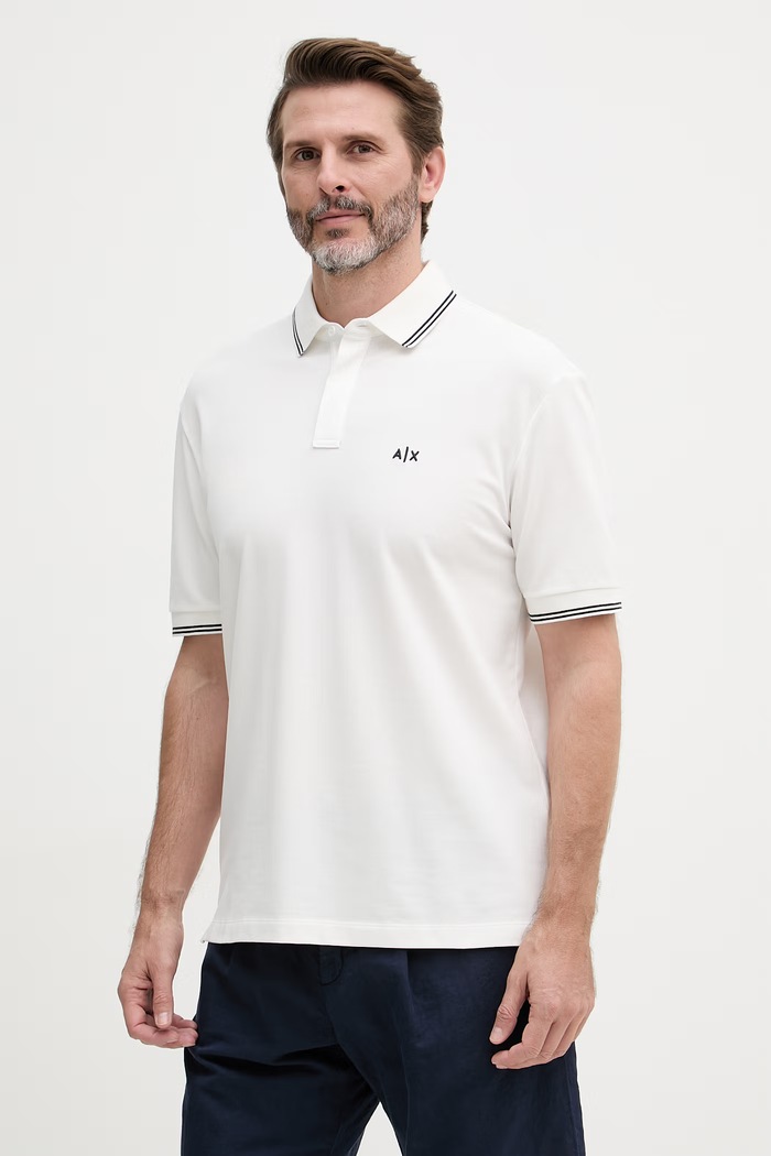 Armani Exchange polo tričko pánske bavlnené s elastanom béžová XM001287.AF17321.NOS