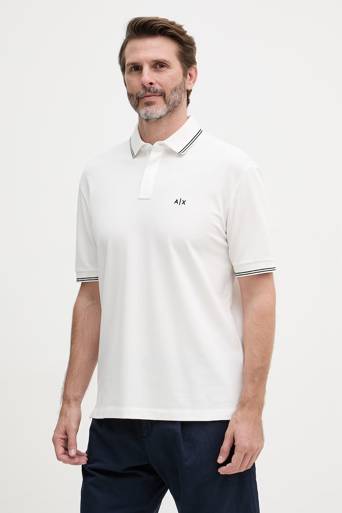 Armani Exchange polo tričko pánske bavlnené s elastanom béžová XM001287.AF17321.NOS