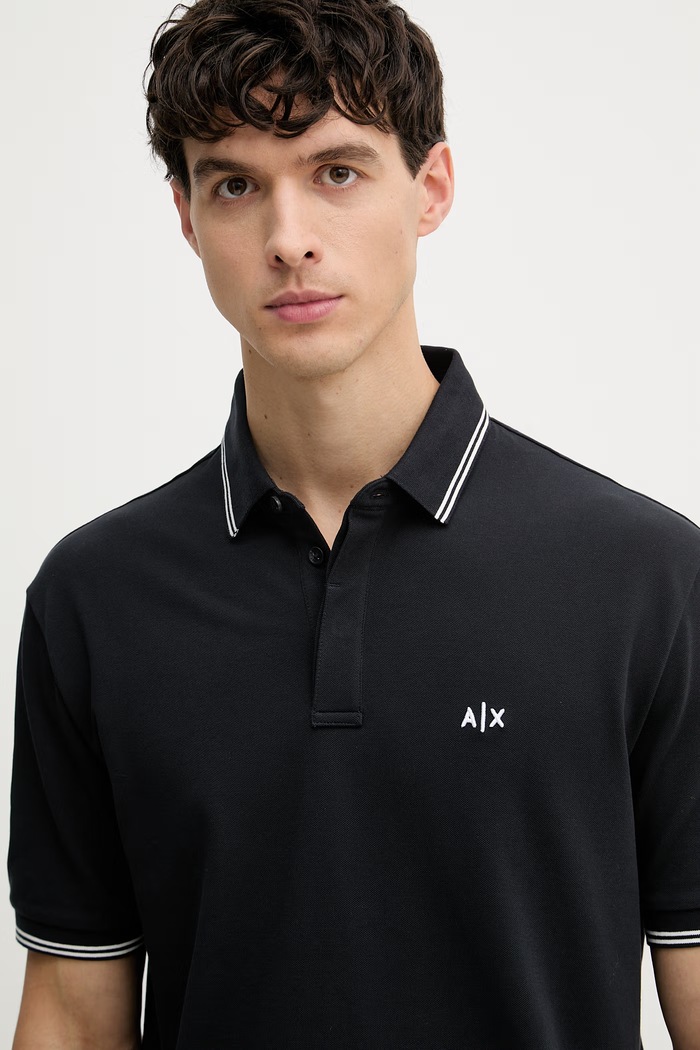 Armani Exchange polo tričko pánske bavlnené s elastanom tmavomodrá XM001287.AF17321.NOS