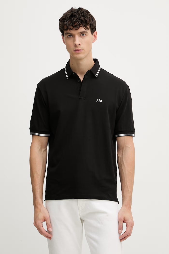 Armani Exchange поло мужское из хлопка с эластаном чёрный XM001287.AF17321.NOS