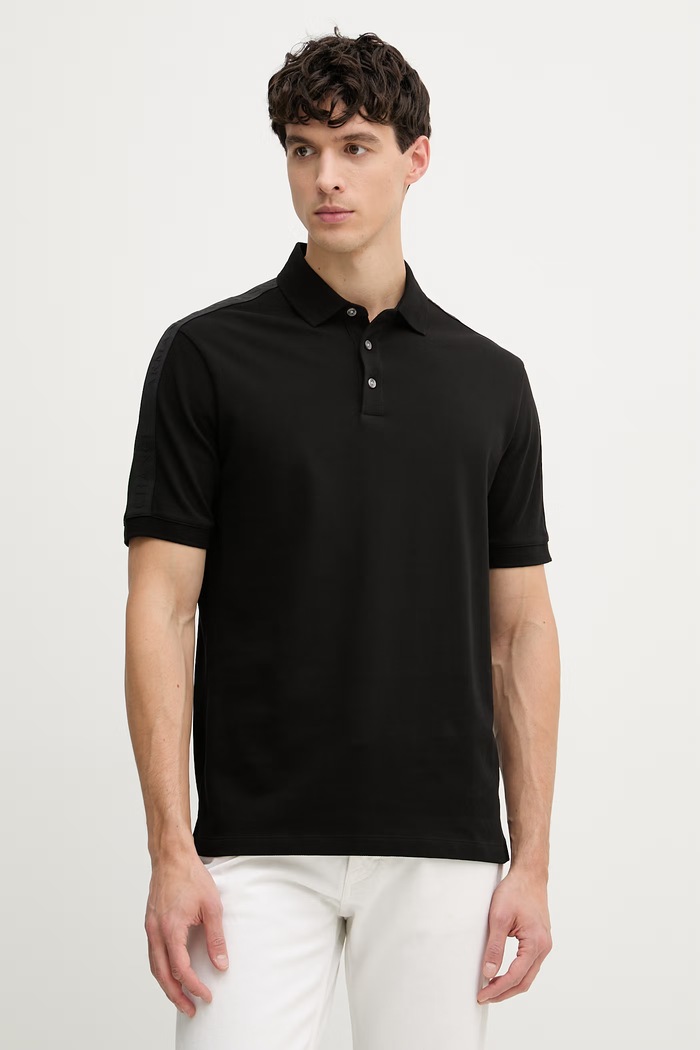 Armani Exchange тениска с яка мъжка памучна черен XM001290.AF10366.NOS