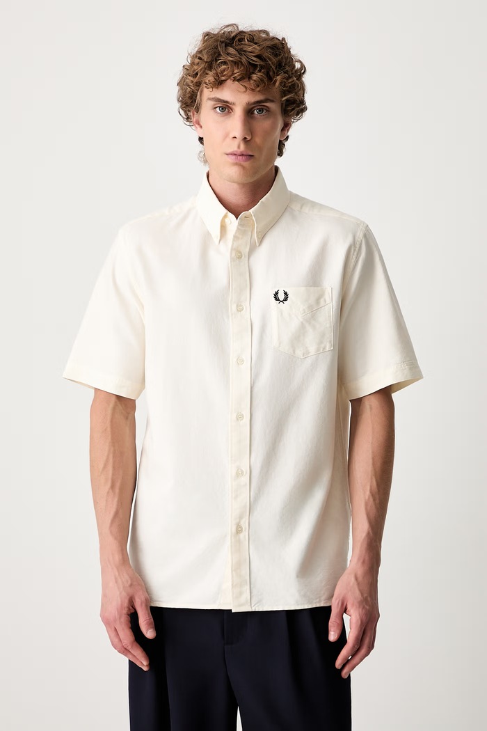 Fred Perry koszula męska bawełniana beżowy M8730.S70