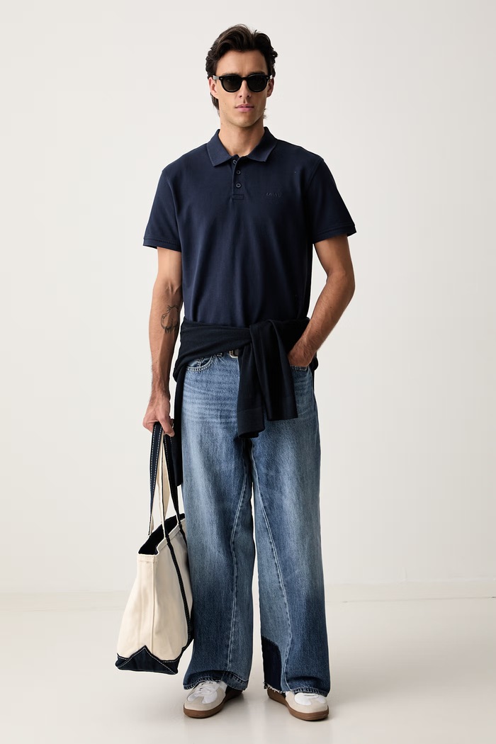 Levi's pletena polo majica za muškarce od pamuka HM POLO COSTCO 005RV mornarsko plava AA00