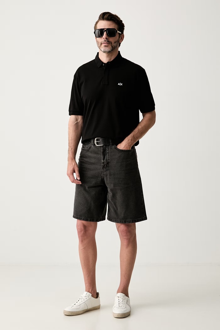 Armani Exchange polo majica za muškarce s pamukom XM002898.AF17321.NOS crna AA00