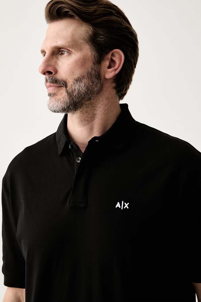 Armani Exchange polo majica moška z bombažem črna XM002898.AF17321.NOS