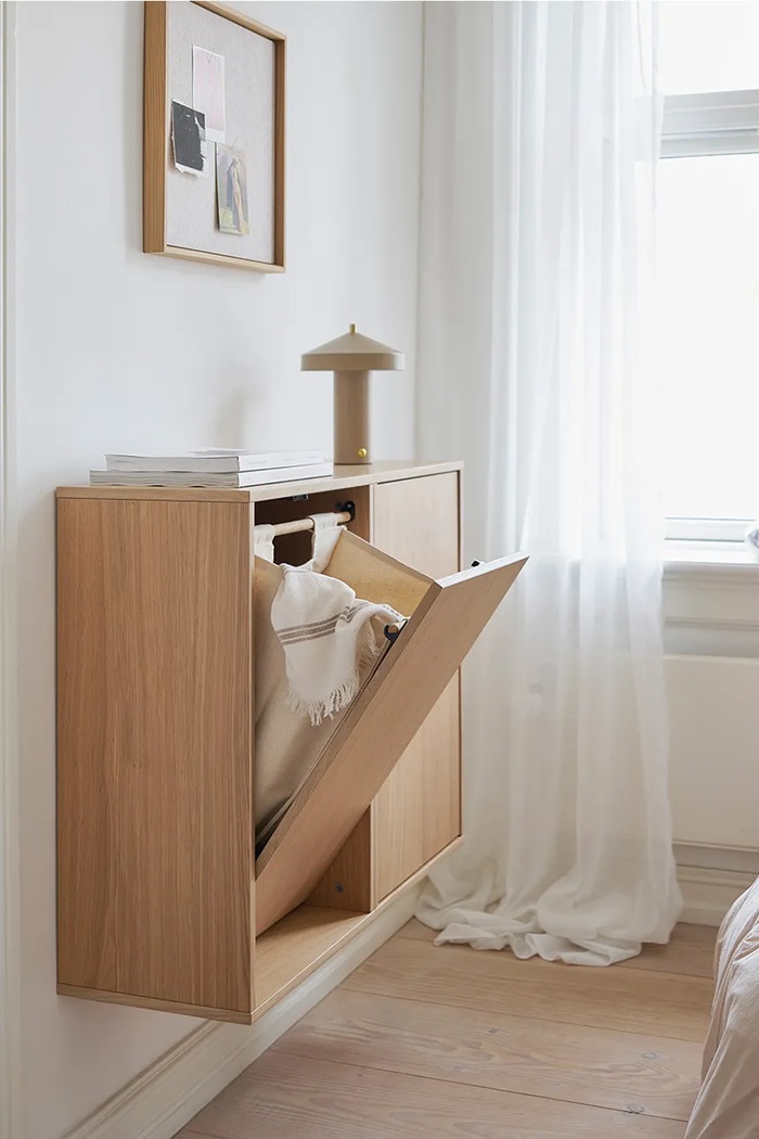 Кошче за пране за стенен монтаж ReCollector Laundry Box 30 x 43 x 70 cm бежов 100107Oak
