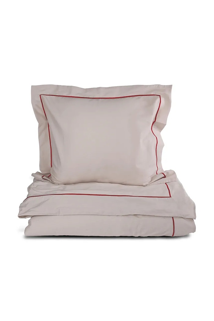 Бавовняний постільний комплект Sagaform Carl 150 x 210 cm / 50 x 60 cm бежевий 5018527