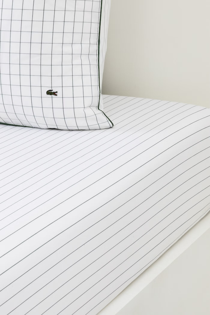 Lacoste Prześcieradło bawełniane LTENNISN Vert 160 x 200 cm biały 1074610