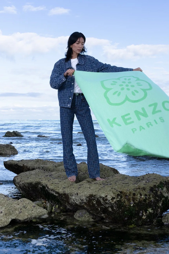 Аксесоари Памучна плажна кърпа Kenzo KHANKO Pistachio 90 x 160 cm 1046231 зелен