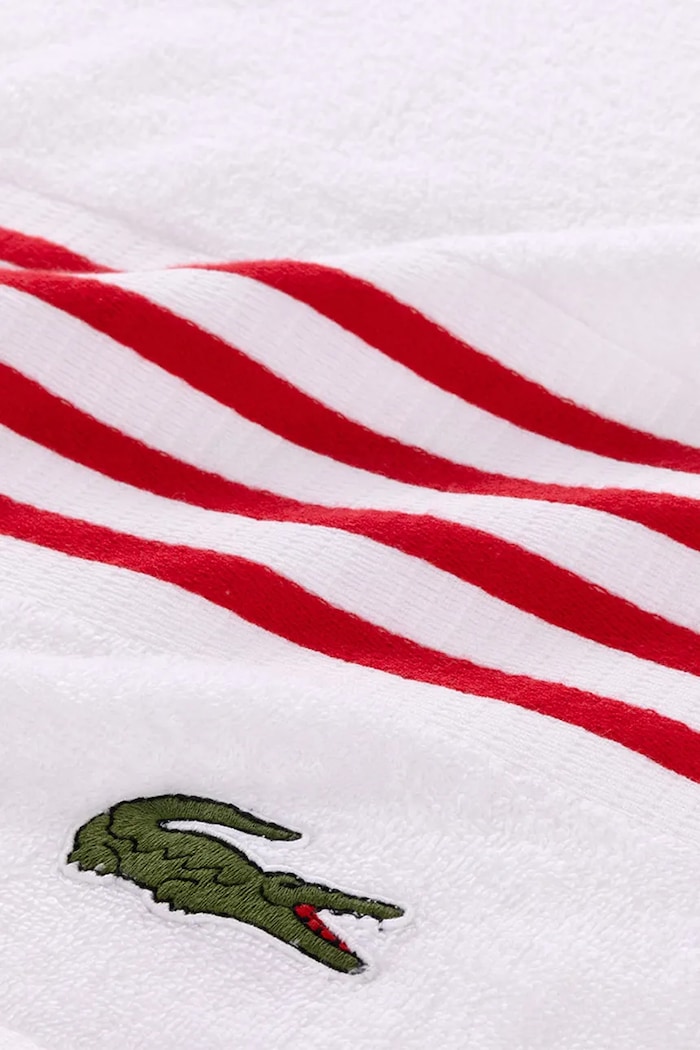 Koupelna Středně velký bavlněný ručník Lacoste LCOURTLI Rouge 90 x 150 cm 1044335 bílá