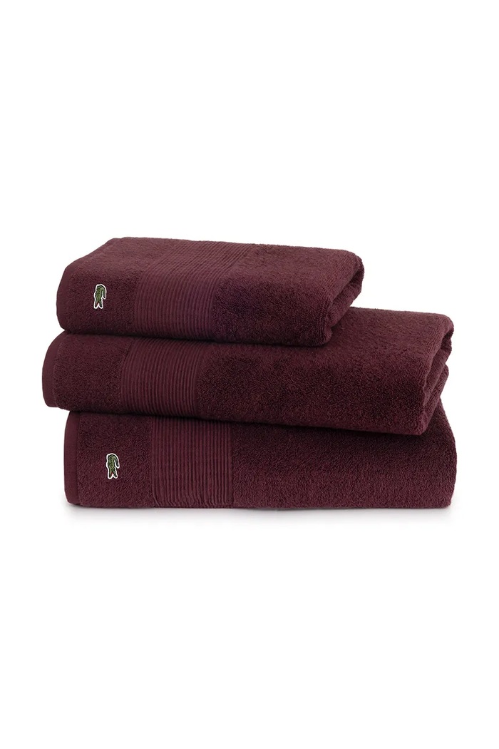 Lacoste średni ręcznik bawełniany L LECROCO Bordeaux 100 x 150 cm 1059319 bordowy AA00